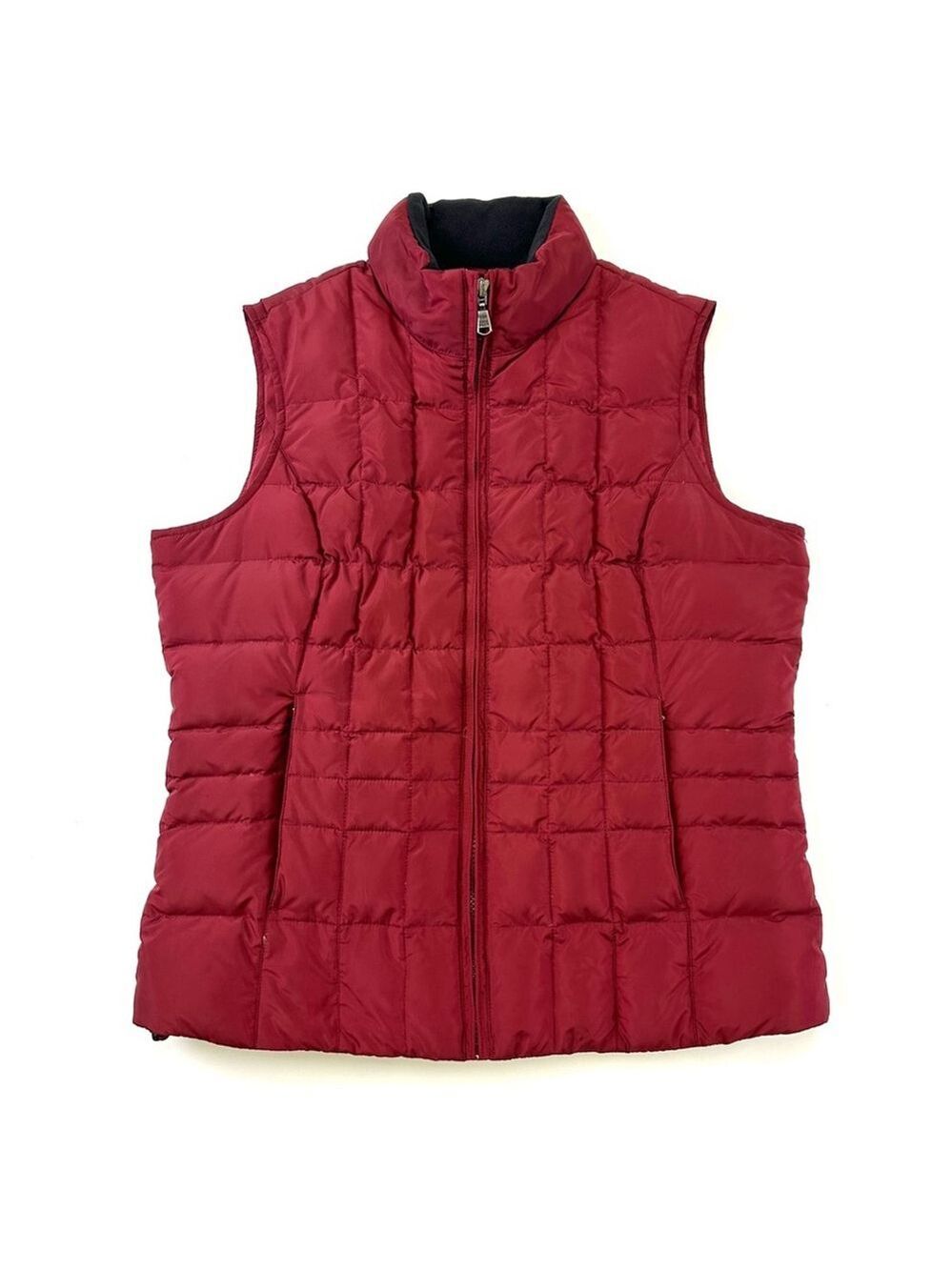 Eddie Bauer goose down vest Medium womens puffer burgundy quilted outdoor